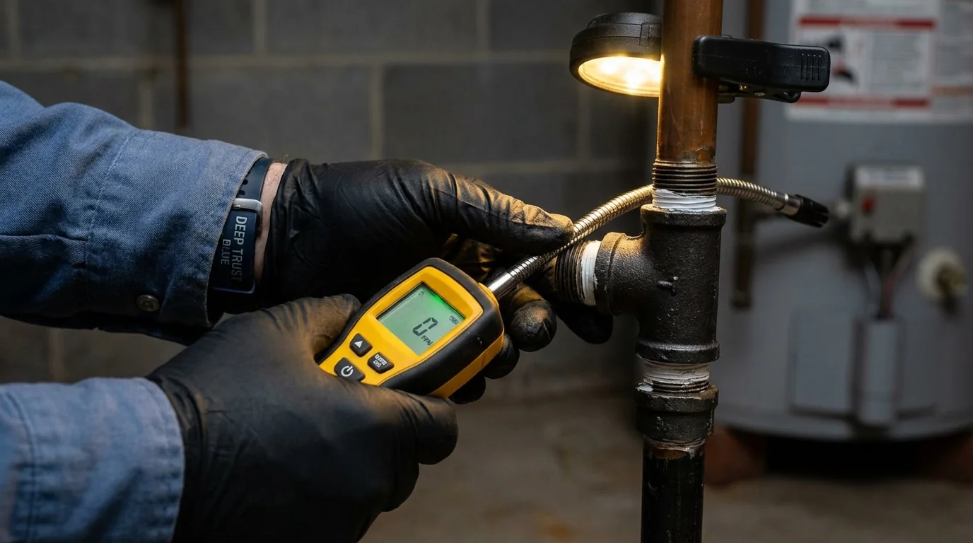 Gas leak detection with electronic sniffer by Johns Plumbing LLC in Kenosha