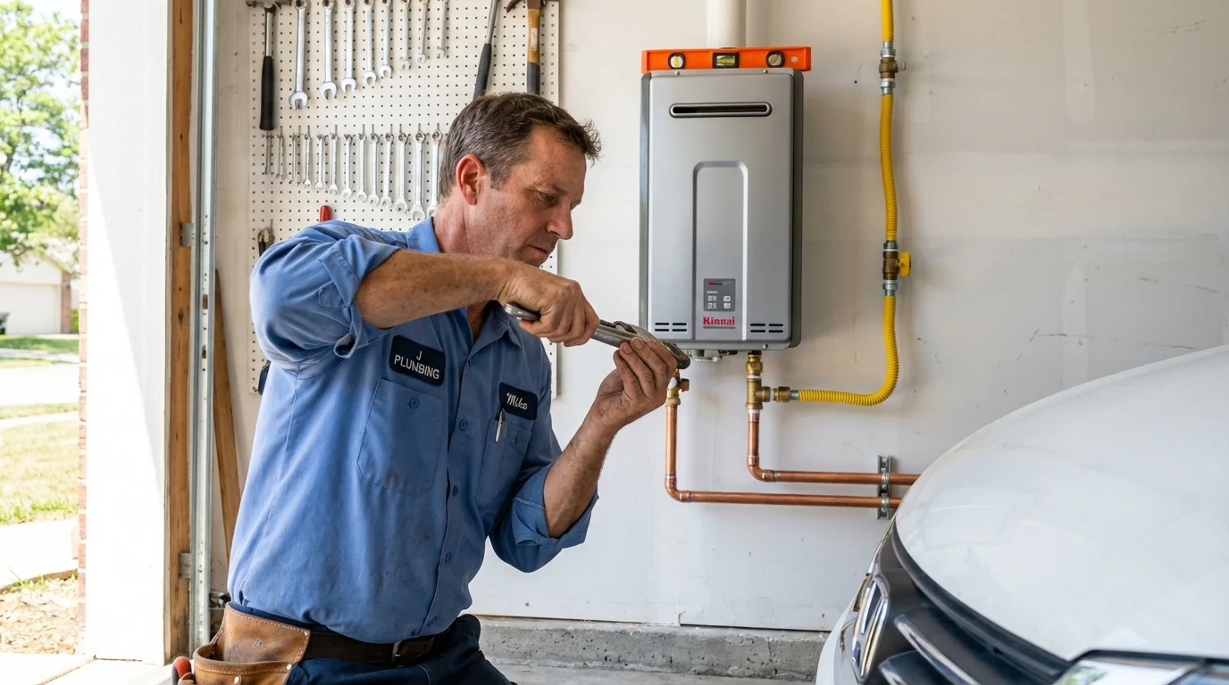 Tankless water heater installation by a Johns Plumbing LLC plumber in Kenosha